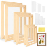 Caydo 3 Pieces Paper Making Frame Kit, Papermaking Mould and Deckle with Mesh, Absorbent Paper and Sponge for Kids Adults Suppli