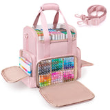 Rexmica Double Layer Marker Organizer Bag Fit for 400 Markers, Large Marker Storage Case with Dividers and Multiple Pockets for
