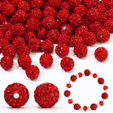 Dowarm 110PCS 10MM Red Rhinestone Beads for Jewelry Making, Round Rhinestone Clay Beads for Crafts Bracelet Baseball Necklace Be