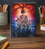 Graphic Word Stranger Things Spiral Notebook, A5 Size, 160 Pages, 100 Gsm Plain Paper, Multicolour Character Cast Design, WireO