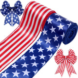 Hoteam 250th Anniversary 2 Rolls 20 Yard Red White and Blue Ribbon Patriotic Star and Striped Wired Royal USA Ribbon DIY Crafts 