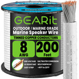 GEARit Marine Speaker Wire 8 Gauge 200 ft, Marine Wire Flexible PVC Cable for Boat Speakers, Outdoor Audio, Car & Landscape Use,