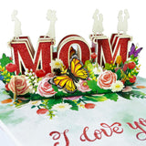 PQDGlobal 3D Popup Card for Mom - Handmade I Love You Card from Daughter - Floral Paper Art for Birthday, Mother? Day, Christmas