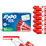 EXPO Low Odor Dry Erase Markers Chisel Tip Red 144 Count, Pack of 12