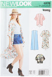 NEW LOOK 6378 Misses Easy Kimonos with Length Variations Sewing Kit, Size A (XSSMLXL)