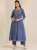 Libas Women'S Cotton Kurta Sets (400539_Blue_Xl)