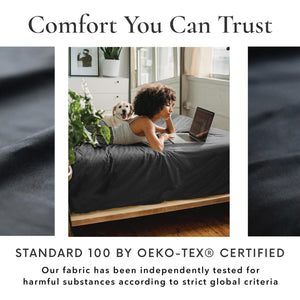 100% Viscose from Bamboo 7 Piece Split King Sheet Sets Fits Up to 16 Deep Pocket - Black