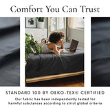 100% Viscose from Bamboo 7 Piece Split King Sheet Sets Fits Up to 16 Deep Pocket - Black