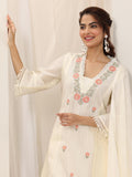 Libas Women'S Pure Cotton Embroidered Kurta Sets (99416_Off White_Xl)