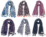 Fusfus WomenS Printed Chiffon Scarves And Stoles, Free Size(Multicolour, Fs1226) Pack Of 6 (Multicolor2)