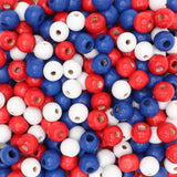 600 Pcs Round Wood Beads 10mm - Red, White and Blue Americana for Fourth of July Wooden Craft Beads for Jewelry Making, Macrame 