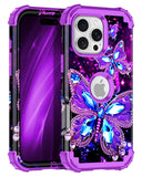 Hekodonk for iPhone 16 Pro Case,Glow in The Dark Three Layer Heavy Duty Shockproof Protection Hard Plastic+Soft Silicone Full Bo