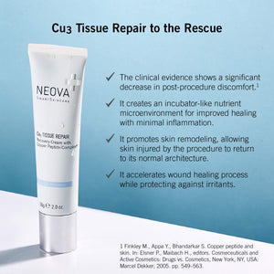 NEOVA SmartSkincare Cu3 Tissue Repair & Post Laser Cream 56g, 2 Oz. | Clinical Repair Copper Peptide Cream | Improves & Accelera