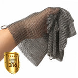 ERGONOW Mesh Cast Iron Scrubber Fine Rings Welded Chainmail Scrubber for Cups, Skillet Cast Iron Cleaner Bag Shape (XL+Medium)