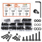 260 Pcs M5 Screws Assortment Kit, M5x 8/10/12/16/20/25/30/35mm M5 Bolts Kit 12.9 Alloy Steel Nuts and Bolts Assortment Kit Black
