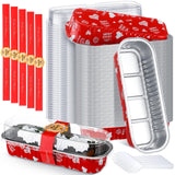 Tioncy 100 Pcs Mini Loaf Pans with Lids and Spoons, Valentine s Day Heart Mini Cake Pans Disposable Rectangle Aluminum Foil Baki