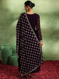 Libas Women'S Georgette Embroidered Kurta Set (49025 Purple Purple M