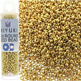 Miyuki Round Rocailles Seed Beads Size 15/0 8.2g Duracoat Galvanized Gold 154202
