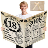 Uiorgui Large 18th Birthday Cards for Boys Girls, Vintage 2008 Happy 18th Birthday Greeting Card with Envelope Jumbo Eighteen Gu