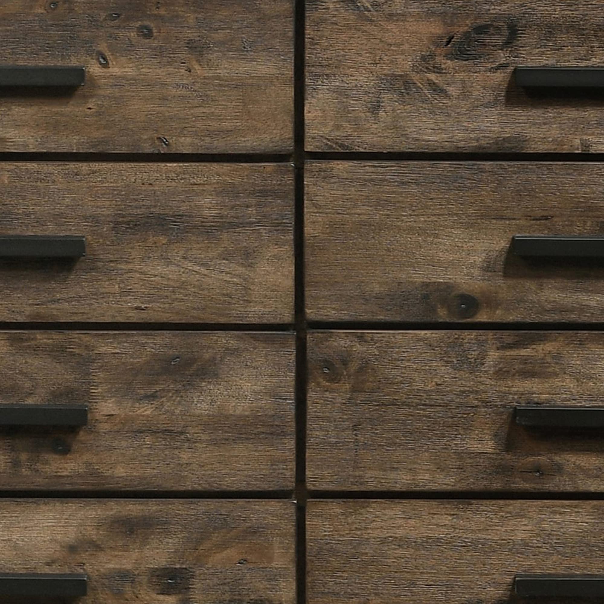 Benjara Wooden Dresser With 8 Drawers And Grain Details, Brown