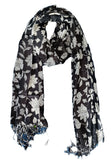 India Scarves WomenS Viscose Geoi Design Black & Whie Colour Fragrance Stole, 75 Cm X 185 Cm, With Free Hanger