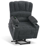 MCombo Power Lift Recliner Chair Sofa with Massage and Heat for Elderly People, USB Ports, Side Pockets, Fabric 7095 (Medium-Reg