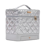 Shamax Vanity Box With Mirror | 3Tier Expandable Trays & Drawer | Portable Pu Leather Makeup Organizer For Women | Waterproof, 