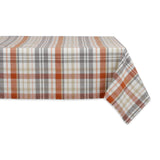 DII Autumn Afternoon Farmhouse Kitchen Thanksgiving & Fall D cor for Home, Tablecloth, 60x120, Pumpkin Plaid, Orange & Grey