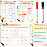 Pasimy 4 Pcs Baby's First Food Tracker Magnet Weaning Chart 11x14 Baby Food Log Checklist Daily Meal Planner Journal with 2 Dry-