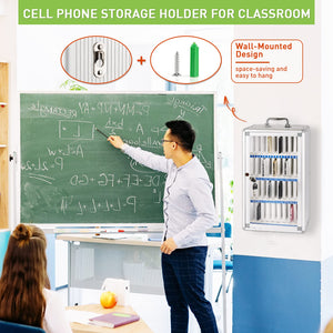 Loghot Aluminum Alloy Pocket Chart Cell Phones Storage Cabinet for Cell Phones,Wall-Mounted with a Locked,Can be Carried by Hand