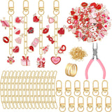 AUGSUN 189Pcs Valentines Keychain Making Kit, Valentines Day Charm Jewelry Chain Making Crafts, 60 Charms 12 Keychain Clips Hook