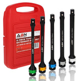 ABN 1/2in Drive 8in Long ColorCoded Torque Limiting Socket Extension Bar 5pc Tool Kit 65140 ft/lb Set