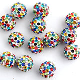 RUBYCA Stripes Czech Crystal Round Disco Ball Clay Beads fit Shamballa Jewelry (100pcs, 10mm, Multi-Color)