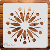 Kachi Pencil Floral Design Round Craft Stencil for Art and Painting, Size 6 x 6 inch Reusable Stencil for Painting, Fabric, Glas