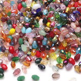 200PCS 4 * 6MM Teardrop Crystal Glass Beads for Jewelry Making, Multicolor Faceted Vertical Hole Teardrop Glass Spacer Beads Bul