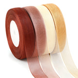 DECYOOL 4 Rolls 200 Yards Organza Ribbon for Gift Wrapping, 4/5 inches Wide Neutral Earth Tones Sheer Chiffon Ribbon Fabric Ribb