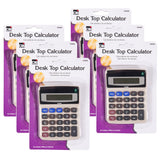 Desktop Calculator, Battery and Solar Powered with Tilted 9 Digit Display, Gray, Pack of 6