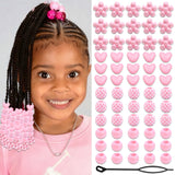 NAISKA 60PCS Pink Heart Hair Beads for Kids Girls Acrylic Valentine's Day Dreadlock Jewelry Beads for Braids Multi Shape Large P