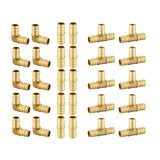 (Pack of 30) EFIELD 3/4 Pex Brass Crimp Barb Fittings: Tee, Elbow and Coupling, 10 Pieces each, ASTM F1807