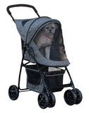 Pet Gear Happy Trails Lite Pet Stroller for Cats/Dogs, Zipper Entry, Easy Fold with Removable Liner, Safety Tether, Storage Bask