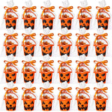 Tioncy 24 Pcs DIY Halloween Pumpkin Buckets Set 6 x 5 Inch Plastic Halloween Candy Buckets Bag Pumpkin Face Decal Clear Plastic 