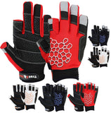 MRX BOXING & FITNESS Sailing Gloves Sticky Palm Gripy Glove Yachting Kayak Dinghy Fishing 2 Cut Finger (Red 2XL)