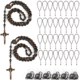 60 Set Wooden Rosary Beads Bulk Wood Rosaries Catholic Beads for Men Women Jesus Holy Crucifix Cross Rosary with Organza First C