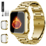 Bekomo 3-Pack Stainless Steel Apple Watch Band with 2 Pack Tempered Glass Screen Protectors, 49mm, 44mm, 45mm, 42mm, 40mm, 38mm,