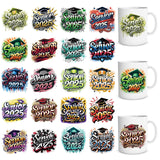 Shejdgart Graduation UV DTF Cup Wraps - 20 Sheets Senior 2025 UVDTF Decals for 16 OZ Glass, Graduated 2025 Stickers for Students