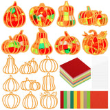 Zonon 27 Pcs Thanksgiving Fall Pumpkins Suncatchers Craft Kits DIY Pumpkin Stained Glass Effect Tissue Paper Kits Bulk for Windo