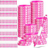Yeaqee 100 Pcs Breast Cancer Awareness Accessories Include 50 Breast Cancer Awareness Bracelets Silicone Wristbands and 50 Pink 