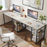 Bestier L Shaped Desk, 95.2 Inch Reversible Corner Computer Desk with Shelves, 2 Person Long Table for Home Office, Large Writin