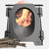 berleben Stker Titanium Twig Stove - Ultralight Flatpack Camp Stove with Kchen-X Grill Grate, Fuel-Free Organic Burner, Waxed Ca