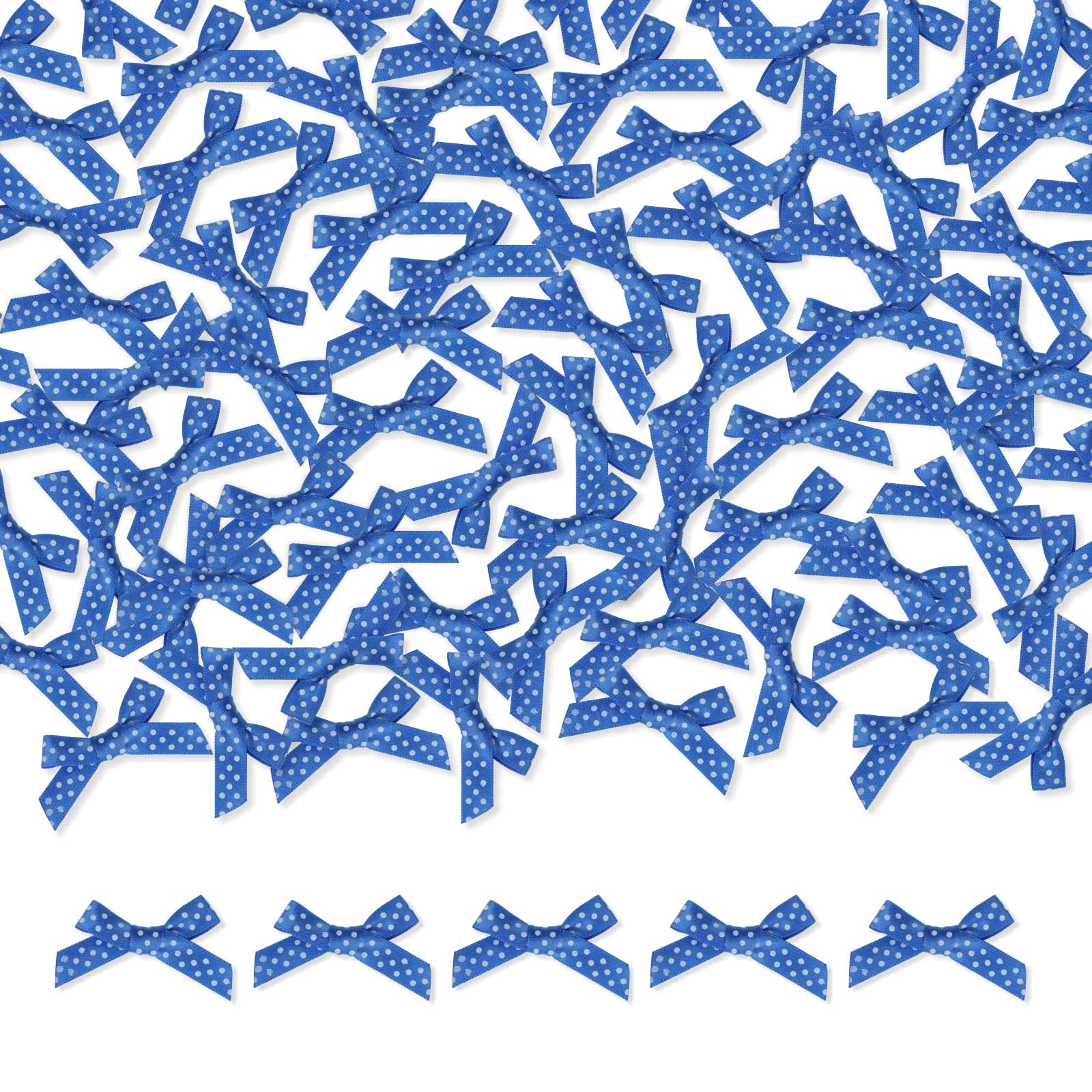 Meseey 100 Pcs Mini Satin Ribbon Bows with Tape 1 Inch Self Adhesive Craft Bows Flowers Appliques DIY Craft for Sewing, Scrapboo